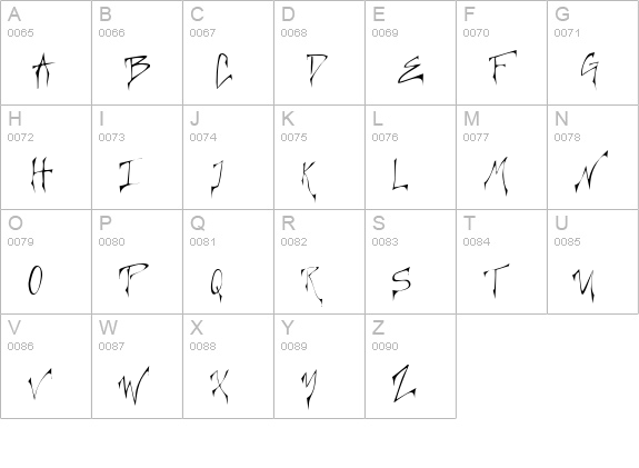 Creepygirl Light uppercase A-Z preview