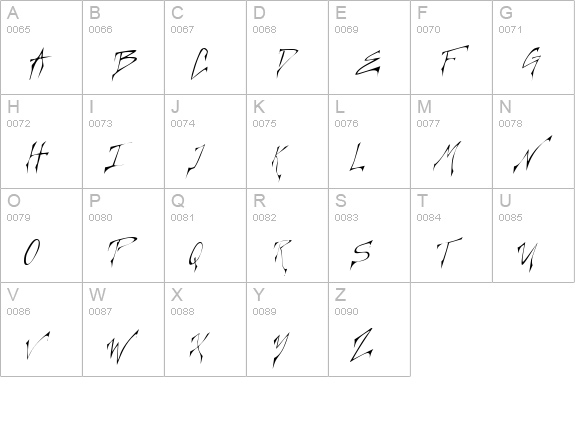Creepygirl LightOblique uppercase A-Z preview