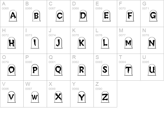 CreepyGraves uppercase A-Z preview