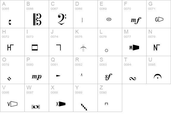 Crescendo uppercase A-Z preview