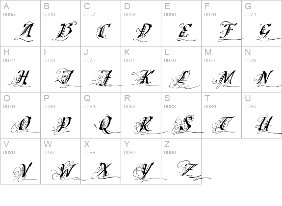 Cretino uppercase A-Z preview