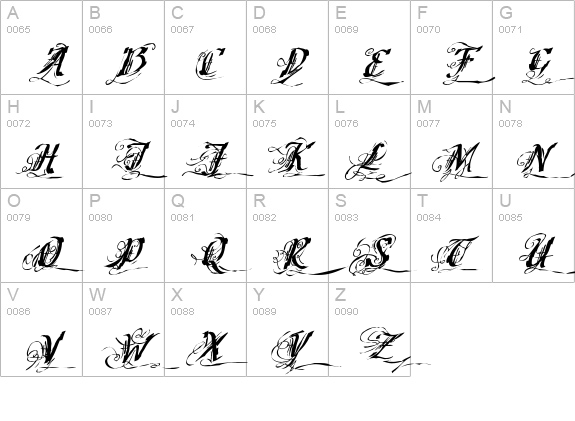 Cretino Gaunt uppercase A-Z preview