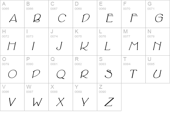 Cricket Italic uppercase A-Z preview