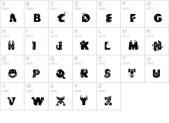 Critter Std uppercase A-Z preview