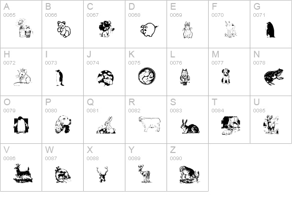 Critters by Darrian uppercase A-Z preview