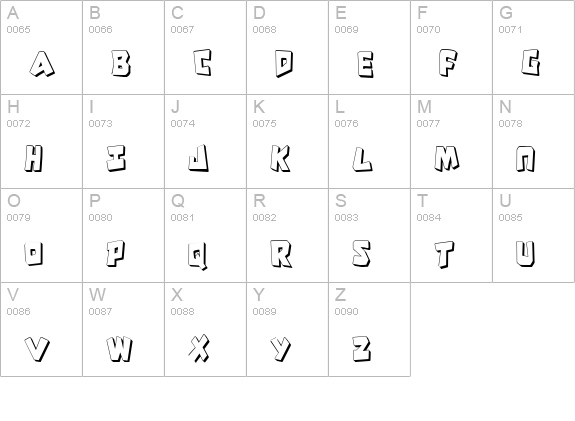 Cro-Magnum Condensed Shadow uppercase A-Z preview