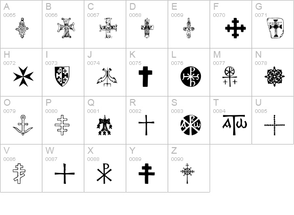 Crosses uppercase A-Z preview