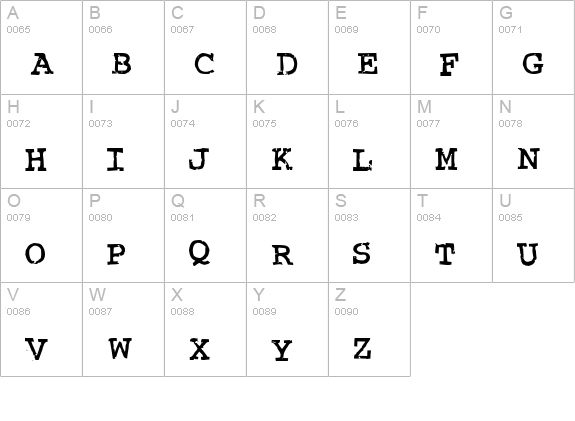 Crud Font uppercase A-Z preview