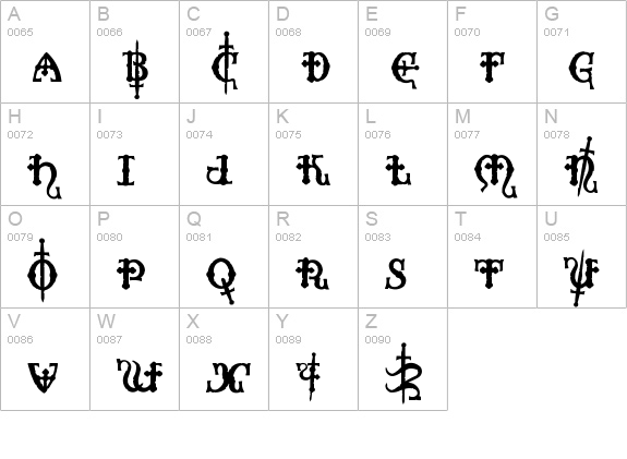 Crusades uppercase A-Z preview