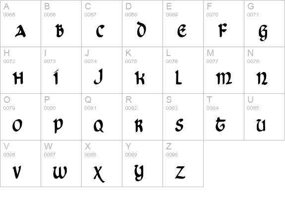Cry Uncial Condensed uppercase A-Z preview