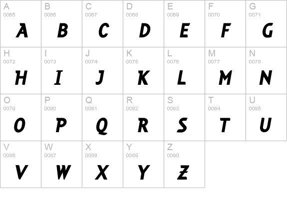 Cuban-BoldItalic uppercase A-Z preview