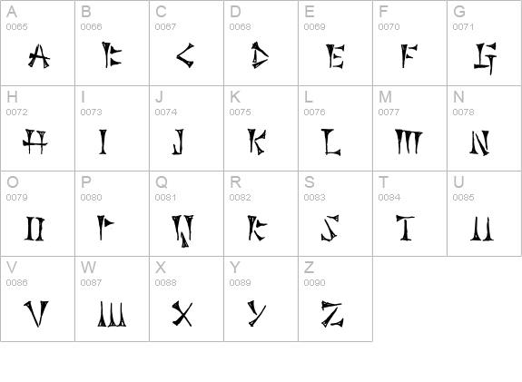 Cuneiforme uppercase A-Z preview
