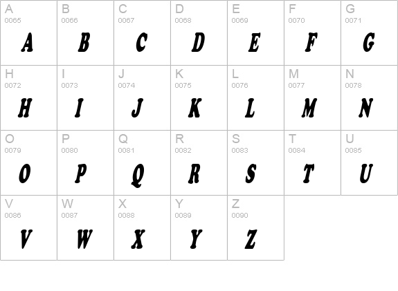 Cupid-Condensed Italic uppercase A-Z preview