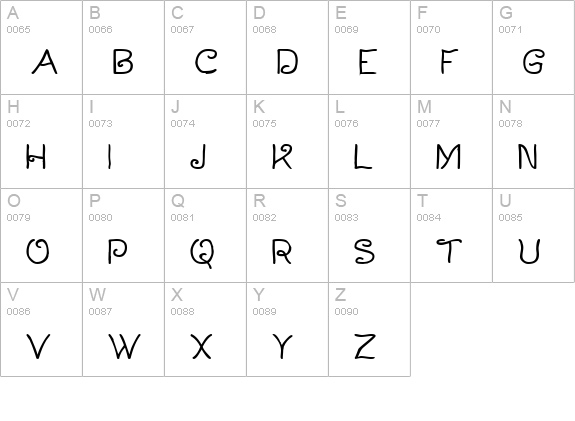 Curlmudgeon uppercase A-Z preview
