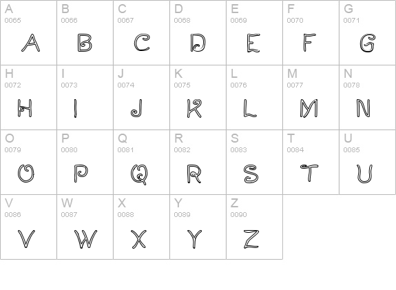 Curlmudgeon Hollow uppercase A-Z preview