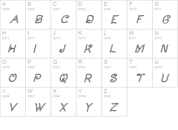 Curlmudgeon Hollow Italic uppercase A-Z preview