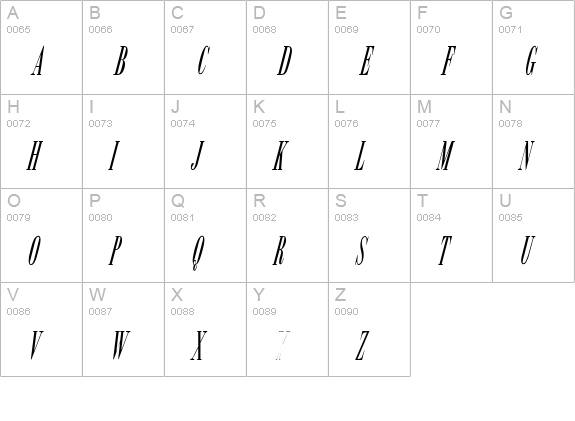 CutterItalic uppercase A-Z preview