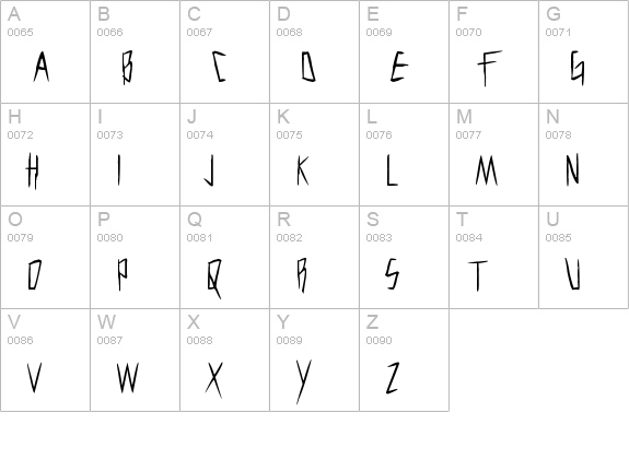 Cutthroat Clawmarks uppercase A-Z preview