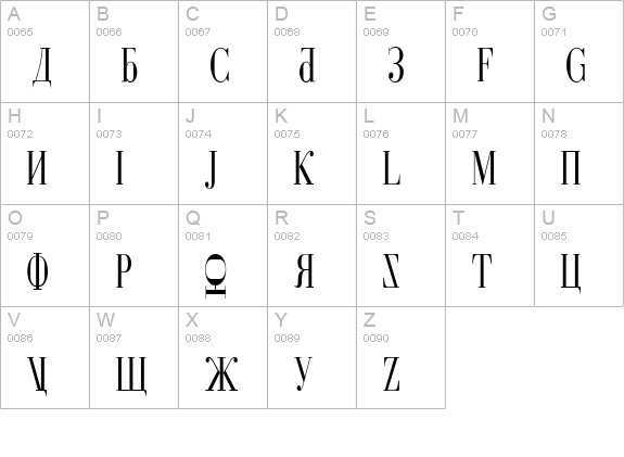 Cyberia Condensed uppercase A-Z preview