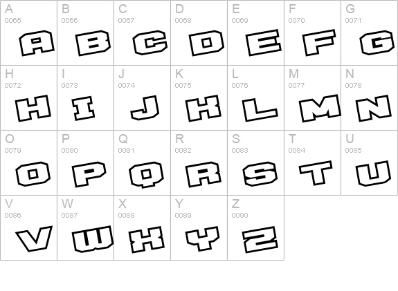 D3 Egoistism outline leaning uppercase A-Z preview
