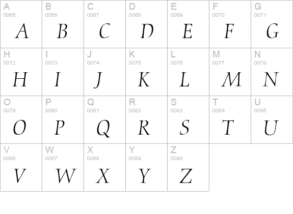 D730-Roman-Italic uppercase A-Z preview