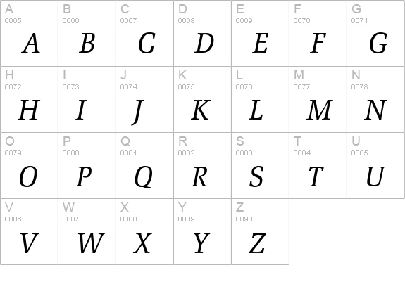 D790-Roman-Italic uppercase A-Z preview