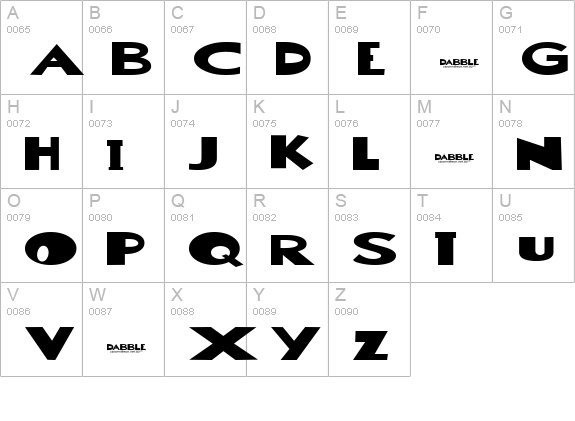 Dabble(eval) uppercase A-Z preview
