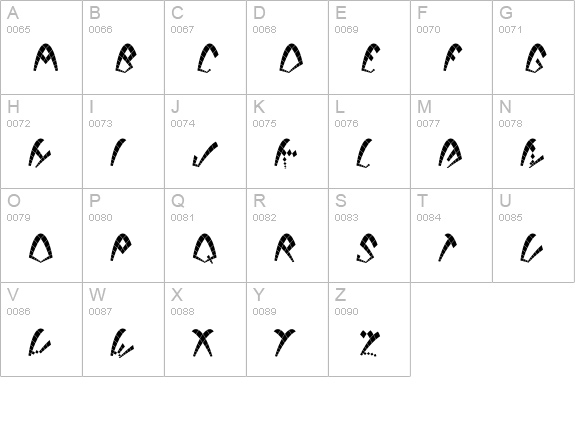 DackBroken uppercase A-Z preview