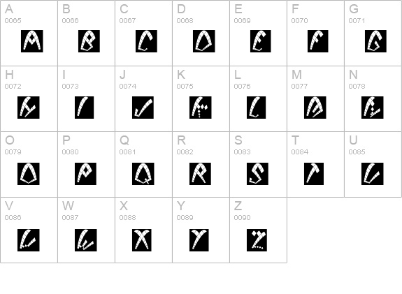 DackBrokenNegative uppercase A-Z preview