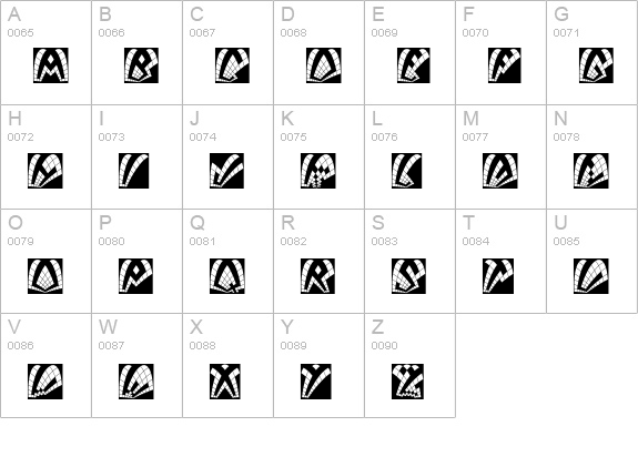 DackShatteredNegative uppercase A-Z preview