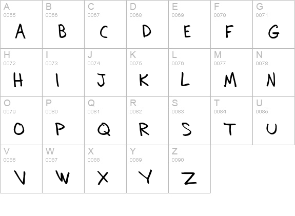 Dadhand uppercase A-Z preview