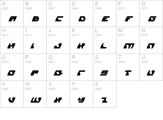 Daedalus Condensed Italic uppercase A-Z preview