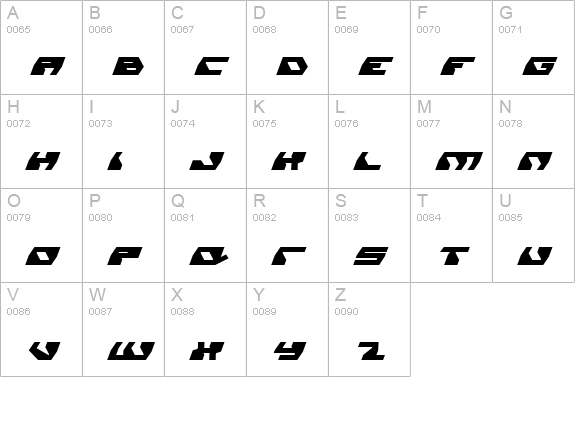 Daedalus Italic uppercase A-Z preview