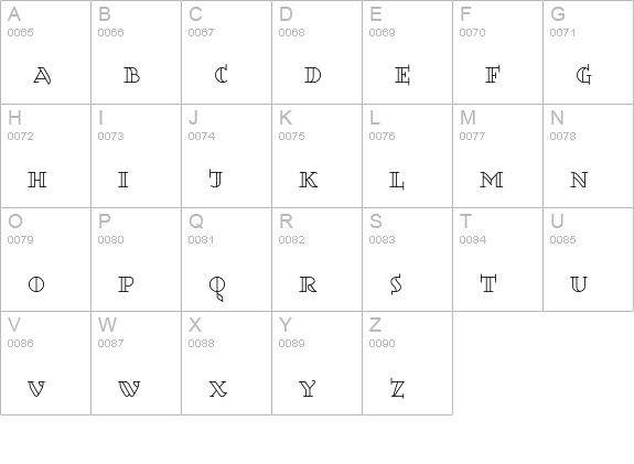 Dagerotypos uppercase A-Z preview