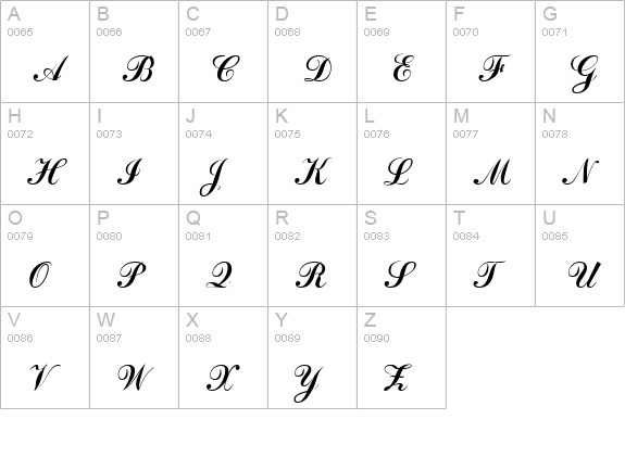 Dahling Script SSi uppercase A-Z preview