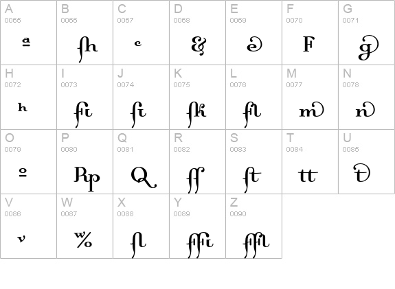 DallianceRomanLigatures uppercase A-Z preview