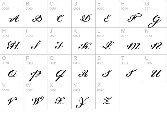 DallianceScript uppercase A-Z preview