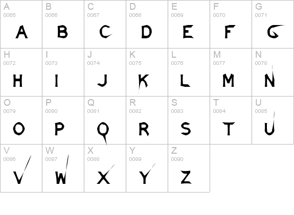 DamagedSataLight uppercase A-Z preview