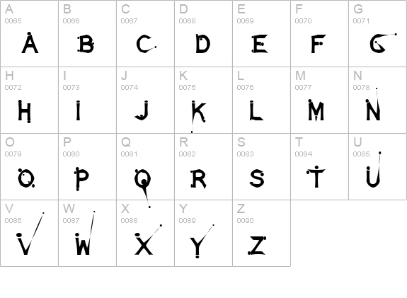 DamagedSataLightExtended uppercase A-Z preview