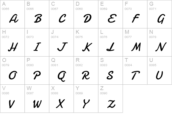 Damion uppercase A-Z preview