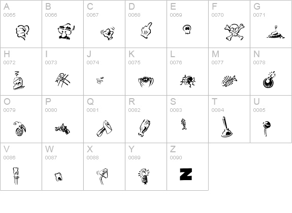 DamnedDingbatsEF-Regular uppercase A-Z preview