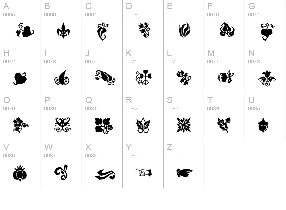 DamoselDingbats uppercase A-Z preview