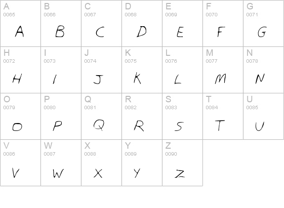Dan's Hand uppercase A-Z preview