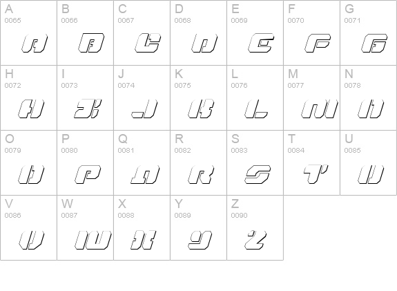 Dan Stargate Outline Italic uppercase A-Z preview