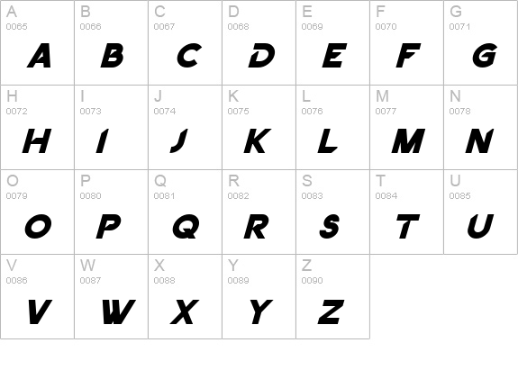 Dancetech Bold Italic uppercase A-Z preview