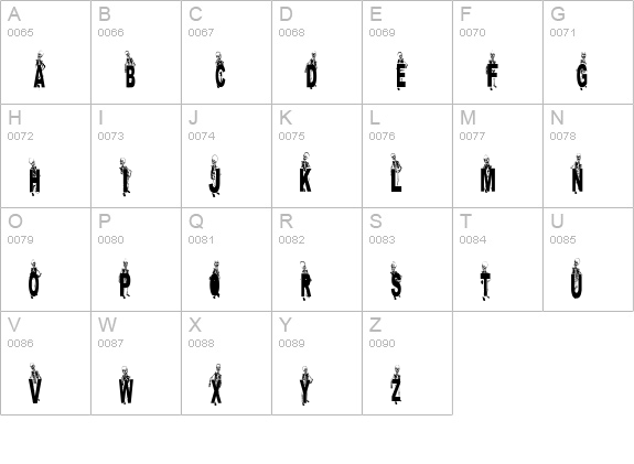 DANCING-DEAD uppercase A-Z preview
