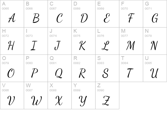 Dancing Script uppercase A-Z preview