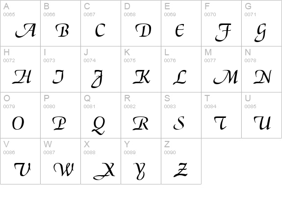 Daniela Regular uppercase A-Z preview