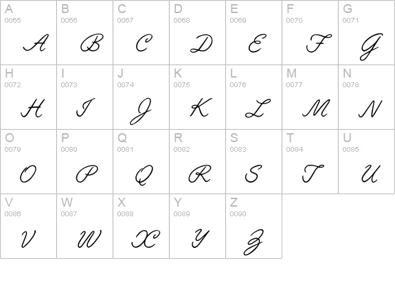 DanielScript uppercase A-Z preview