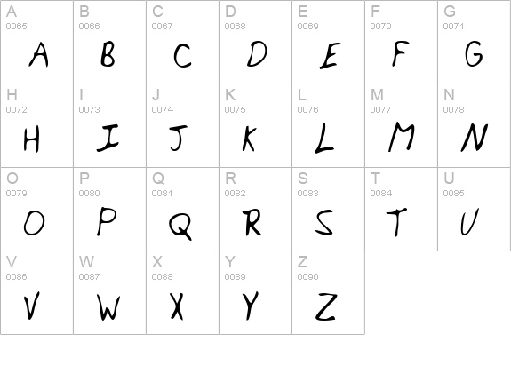 DarinsHand Regular uppercase A-Z preview